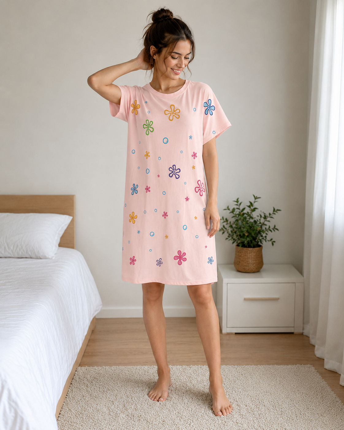 Pyjama robe femme rose
