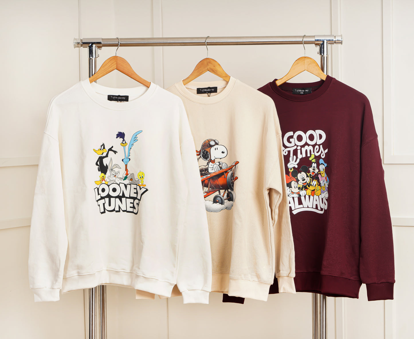 Pack de 3 Sweats – “Looney Tunes + Snoopy + Good Times”