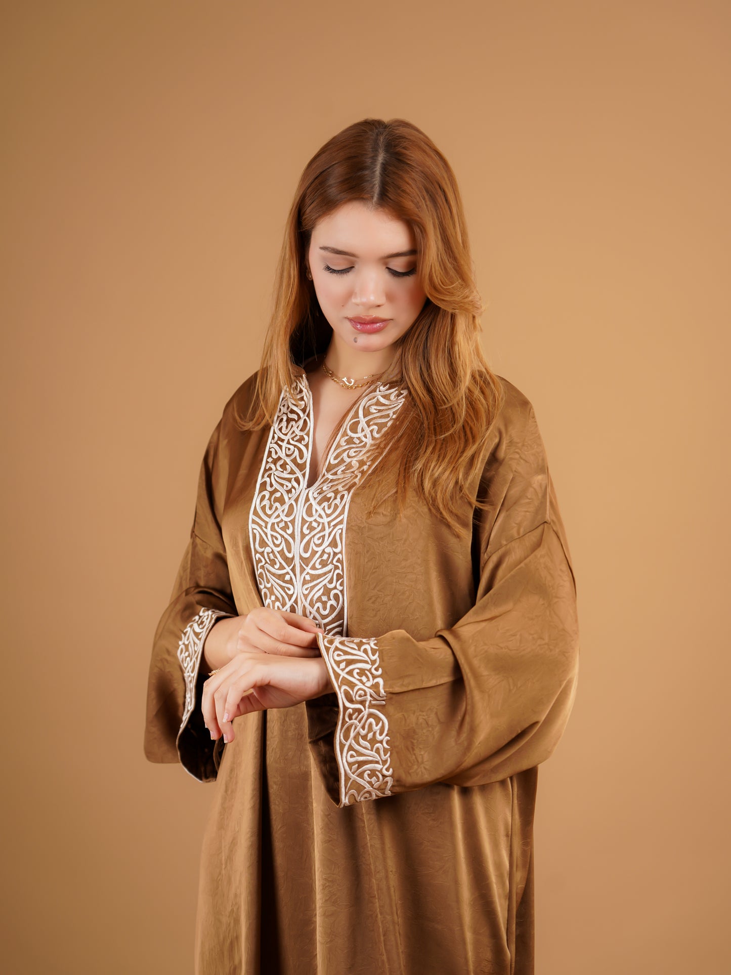 Gandoura bronze brodée