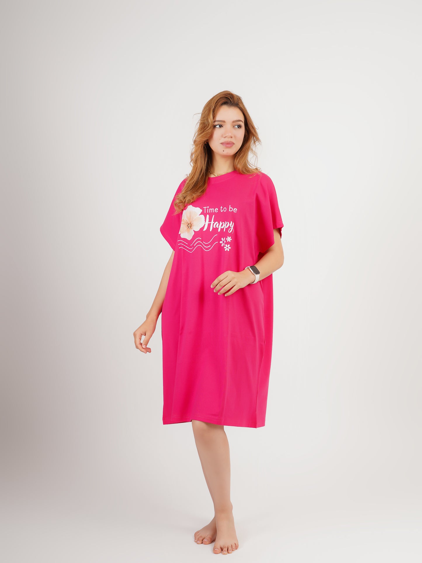 Pyjama robe femme rose fuchsia 100% coton