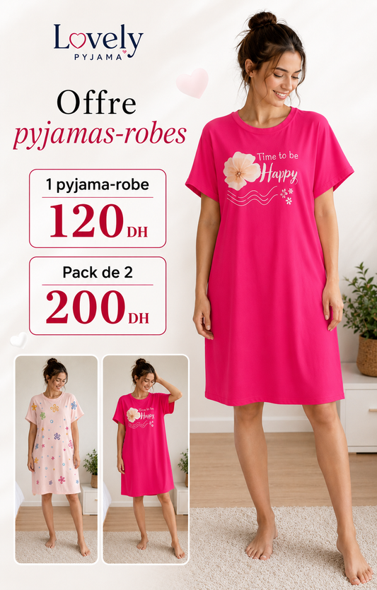 Pack de 2 pyjamas robe femme – 200 DH