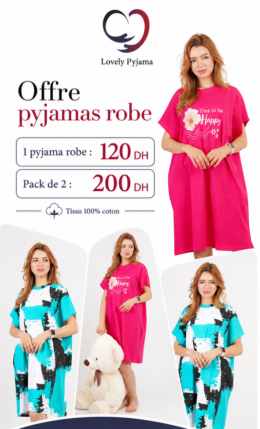 Pack de 2 pyjamas robe femme – 200 DH