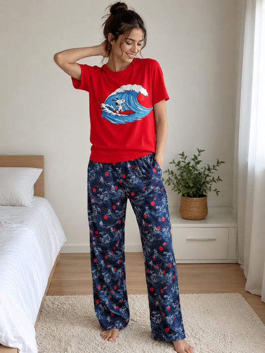 Pyjama Femme Rouge Snoopy