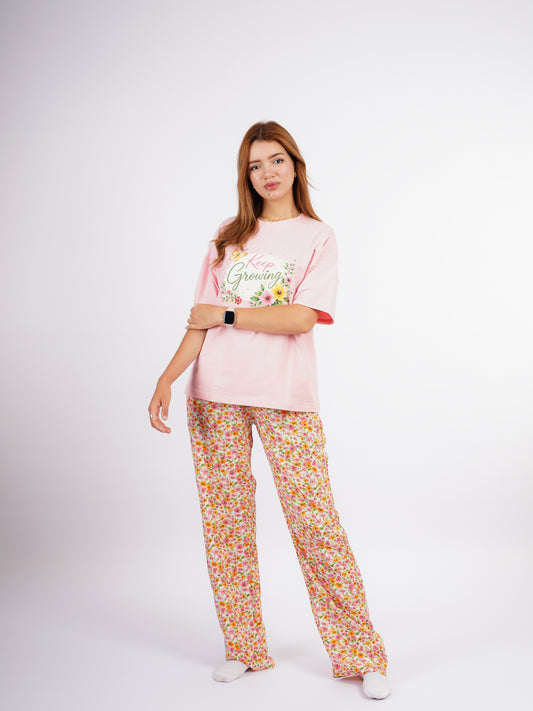 Pyjama Femme Rose Fleuri « Keep Growing »