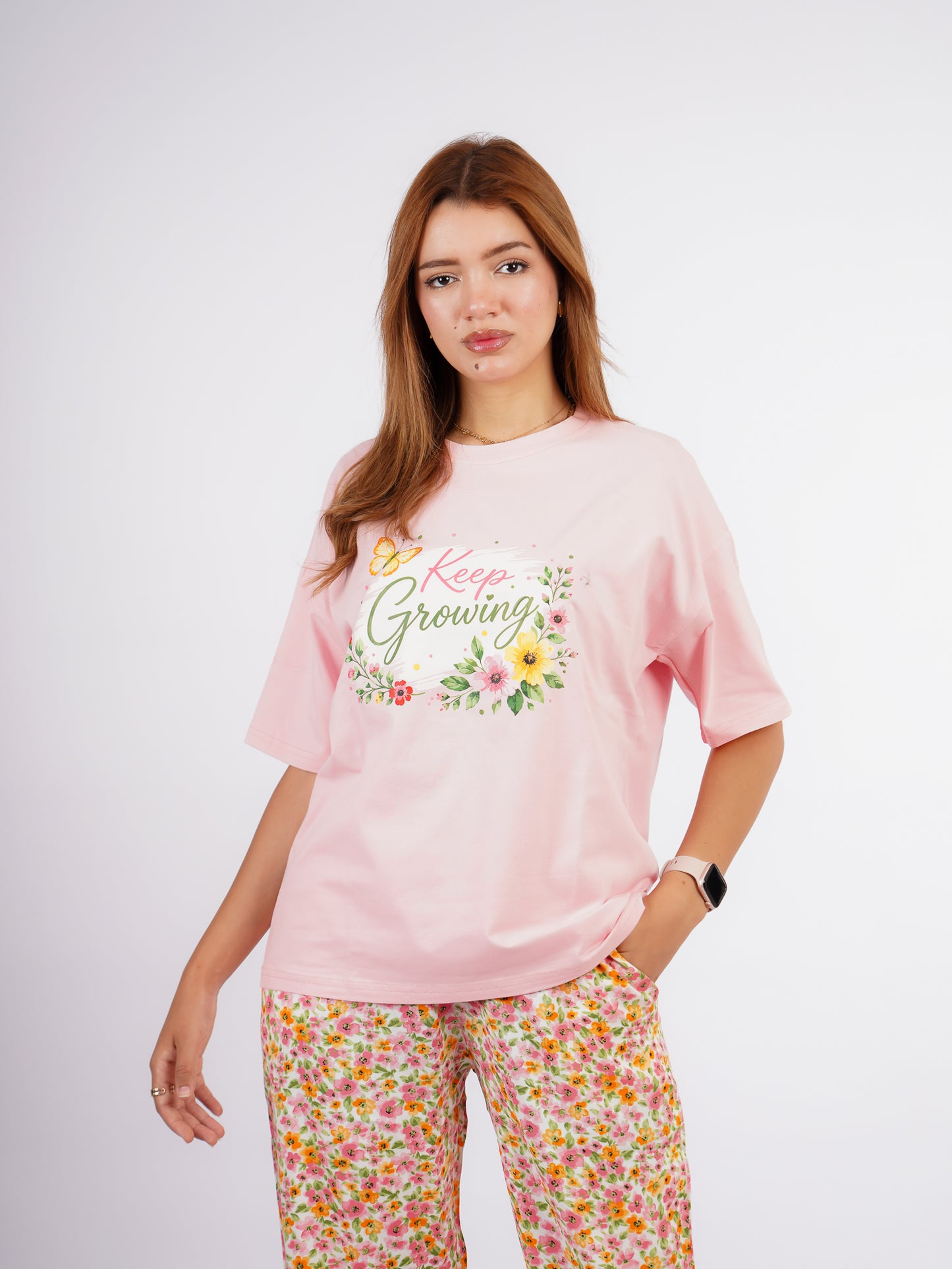Pyjama Femme Rose Fleuri « Keep Growing »