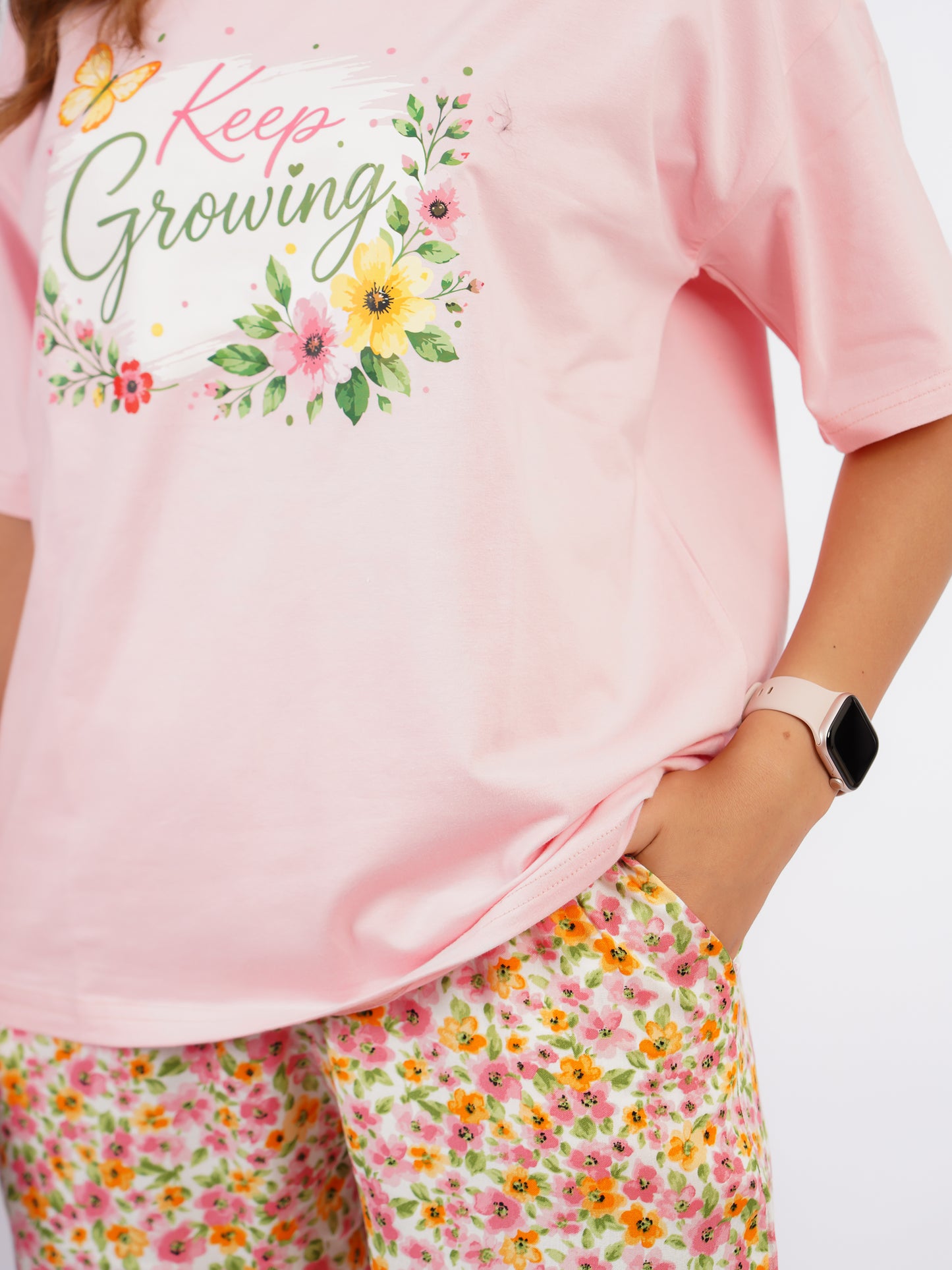 Pyjama Femme Rose Fleuri « Keep Growing »