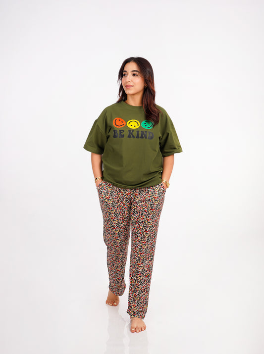 Pyjama Femme – Be Kind - Vert kaki