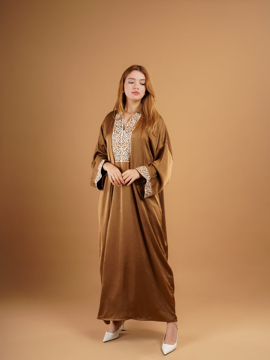 Gandoura bronze brodée