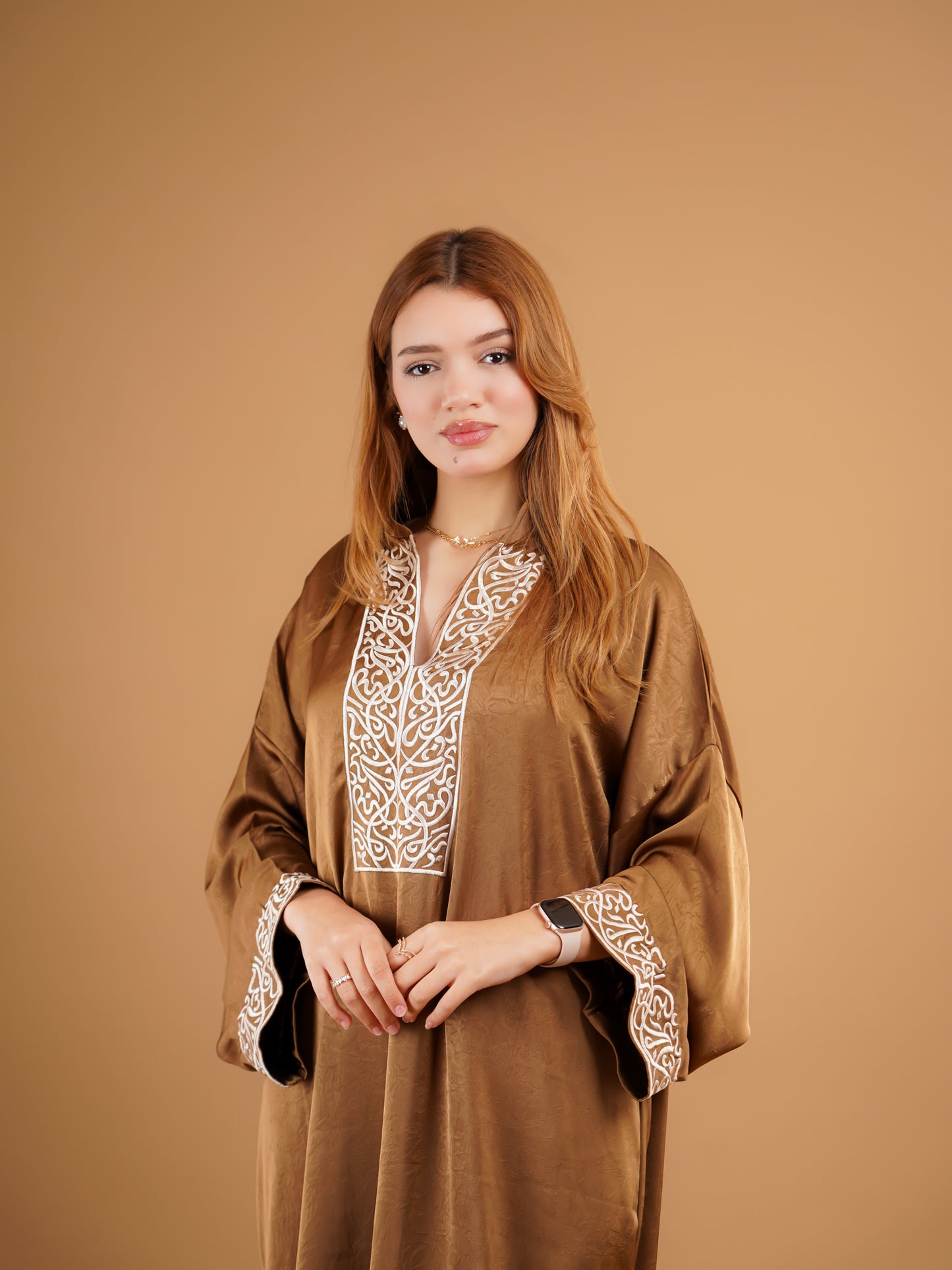 Gandoura bronze brodée