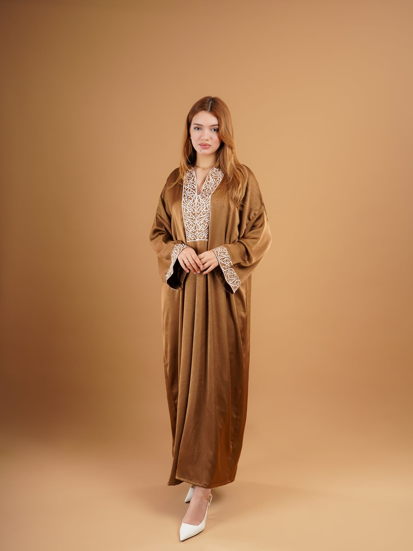 Gandoura bronze brodée