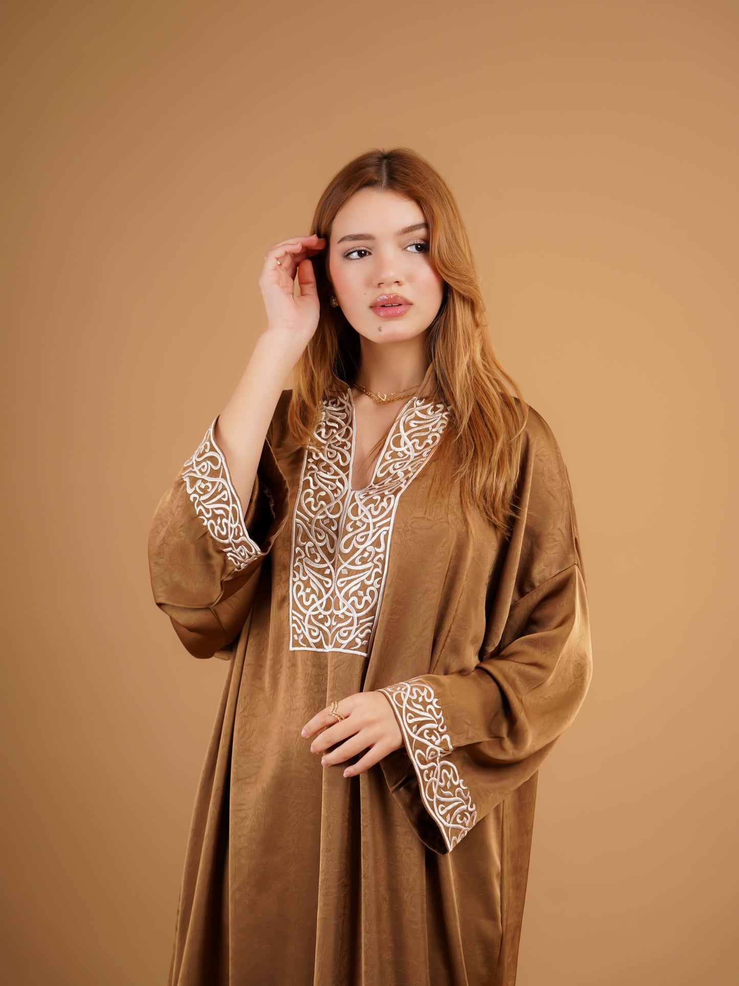 Gandoura bronze brodée