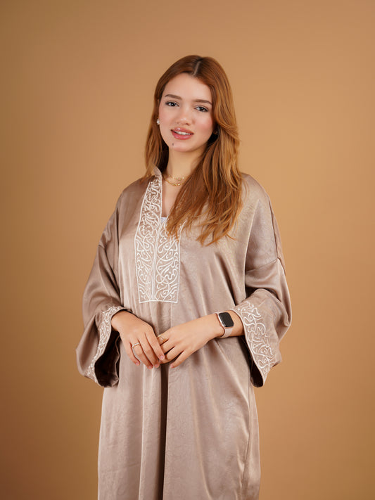 Gandoura beige brodée