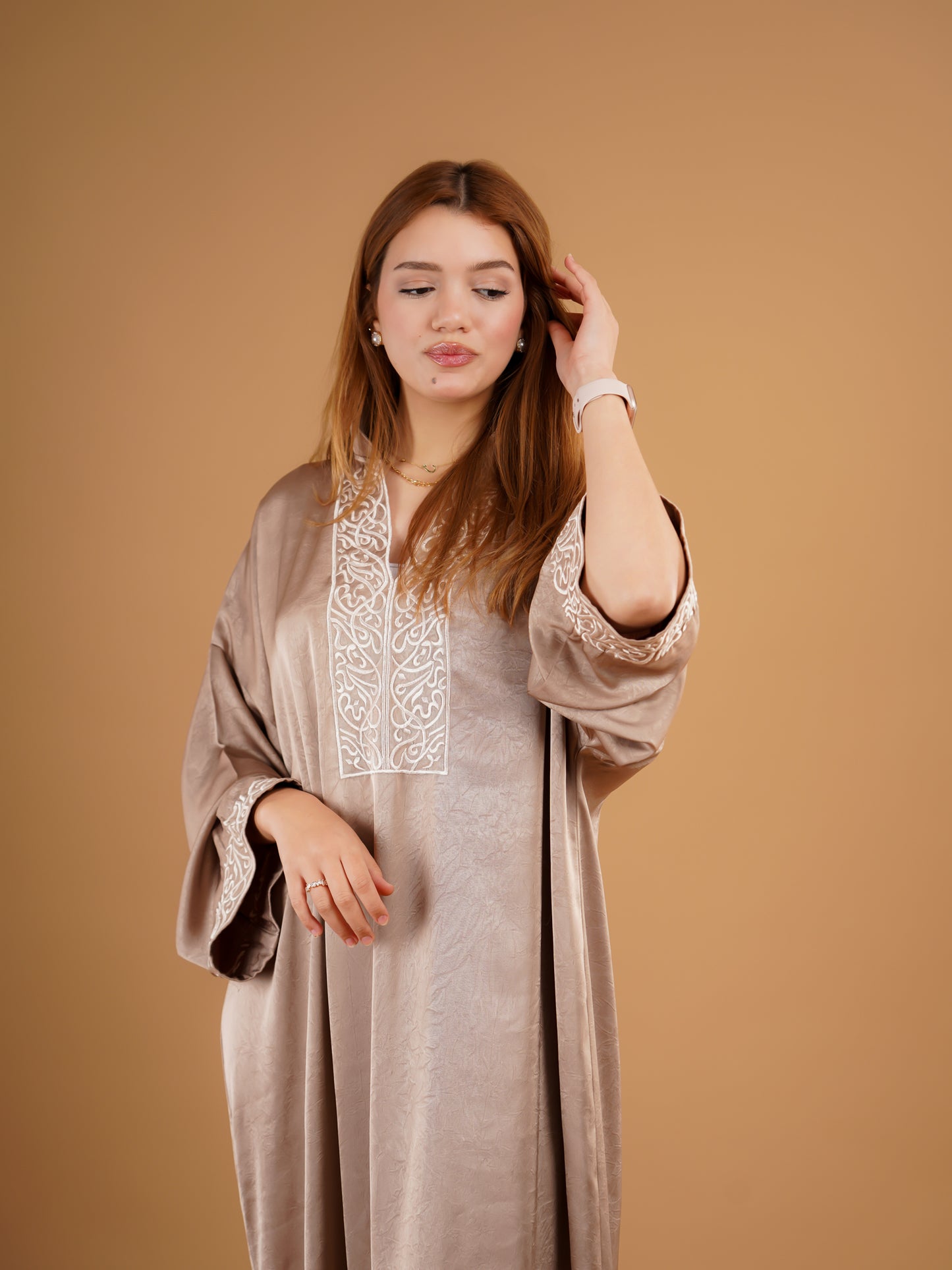 Gandoura beige brodée