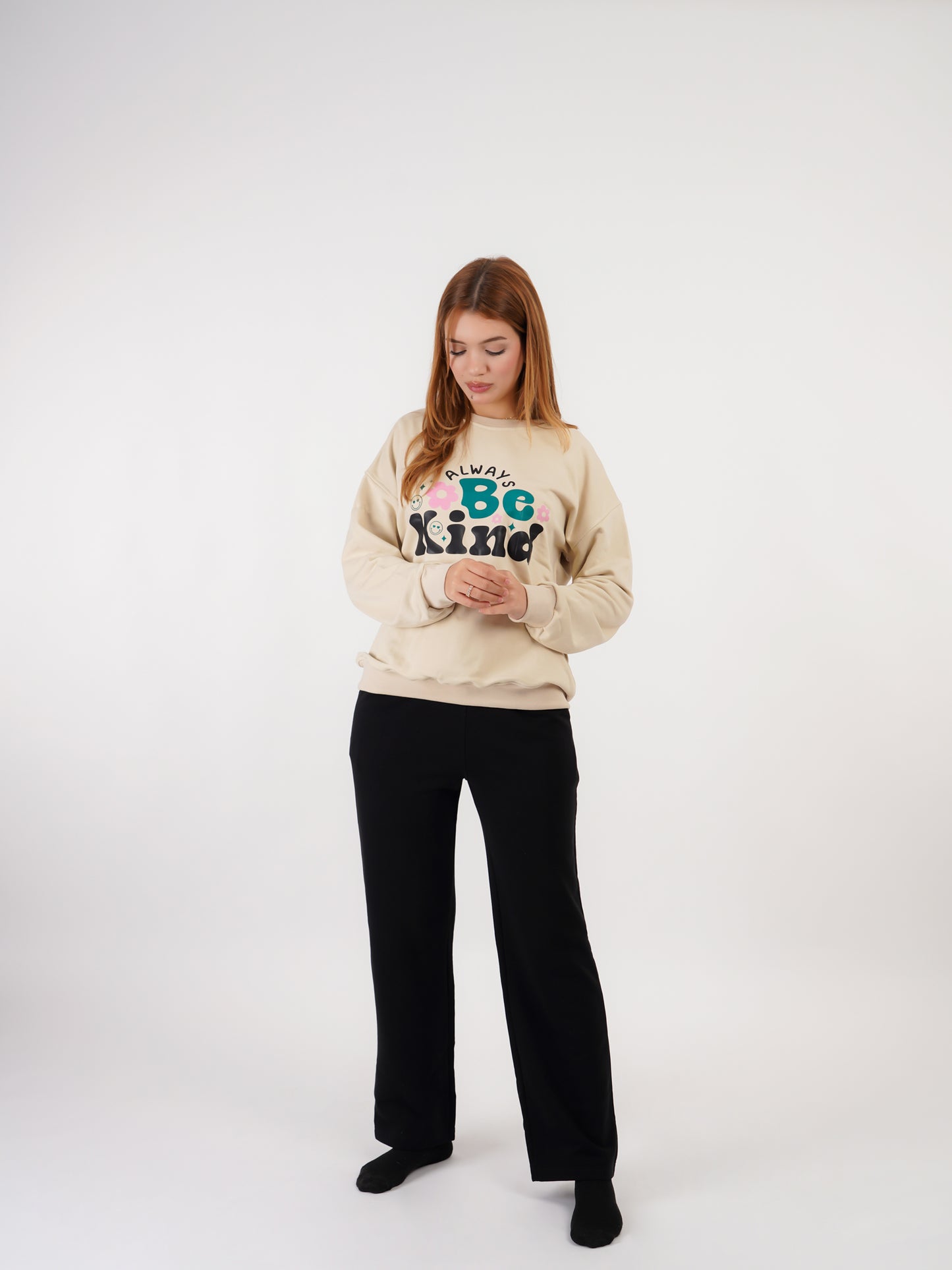 Ensemble  « Always Be Kind » – Beige & noir