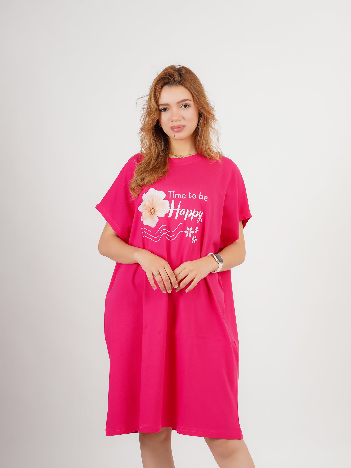 Pyjama robe femme rose fuchsia 100% coton