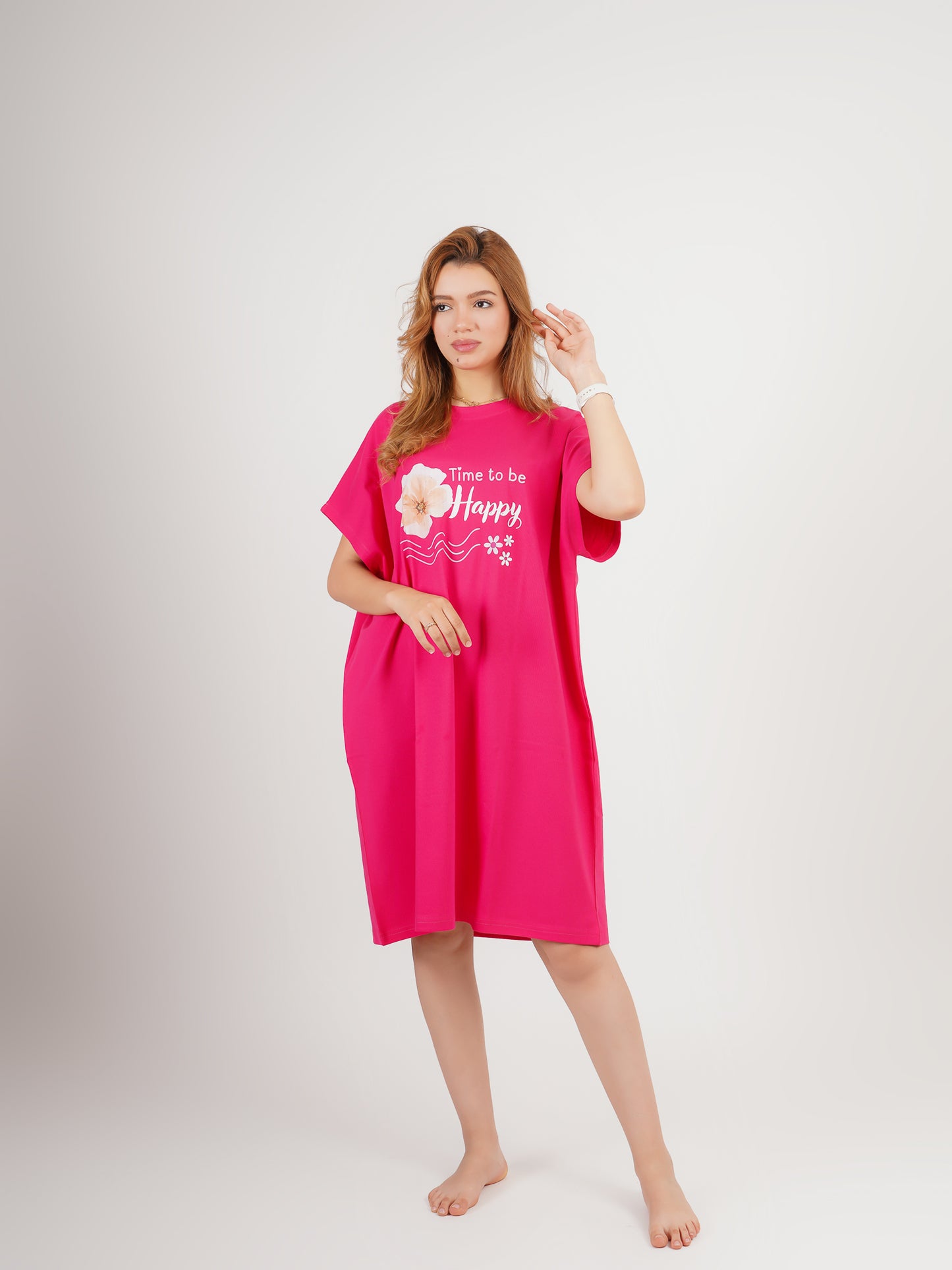 Pyjama robe femme rose fuchsia 100% coton
